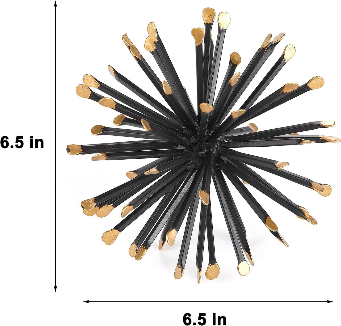 Modern Metal Decorative Spike Tabletop Sculpture Shelf Accents / 6.5 In / Black
