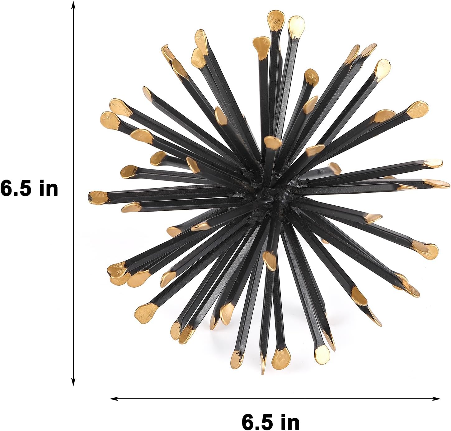 Modern Metal Decorative Spike Tabletop Sculpture Shelf Accents / 6.5 In / Black