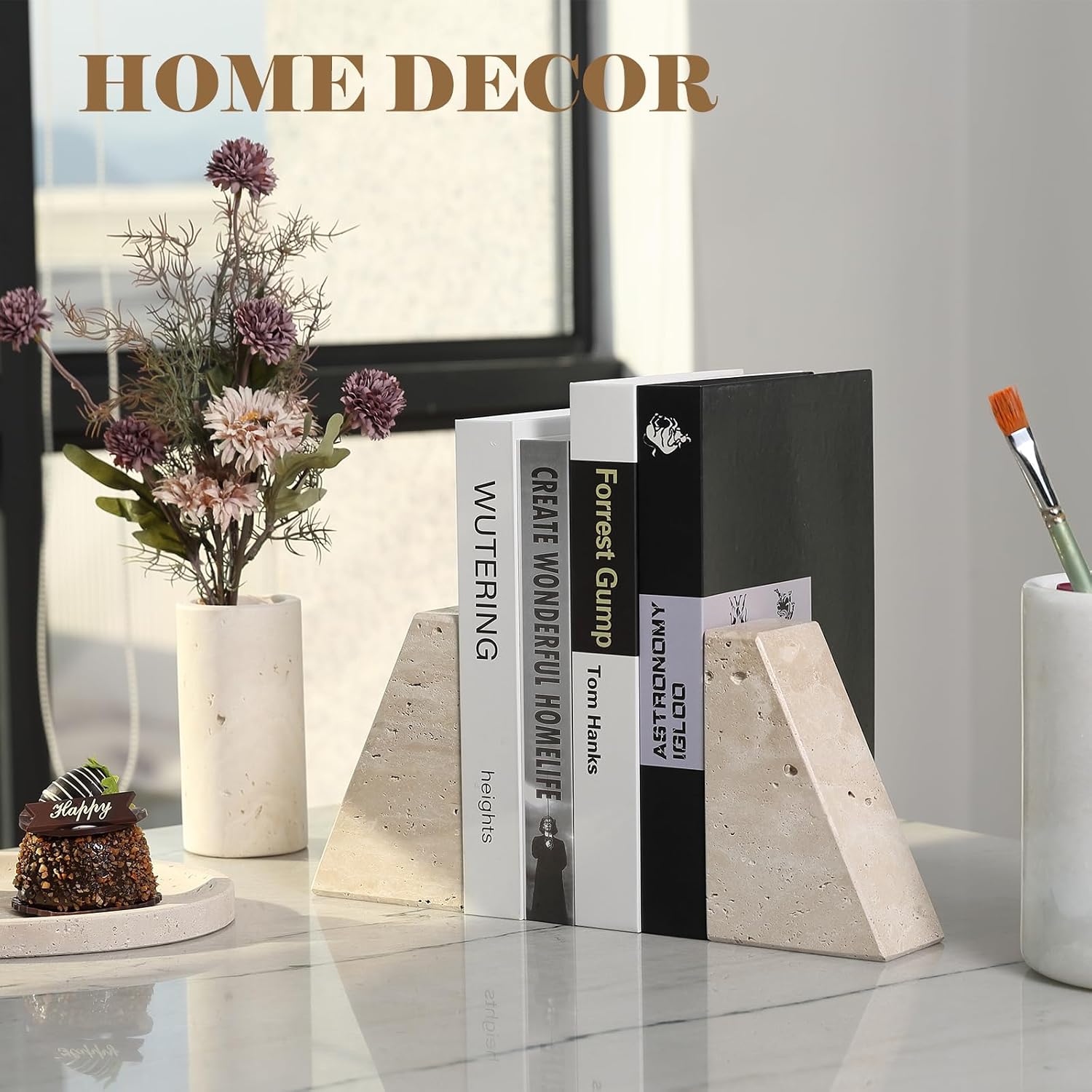 Bookends for Heavy Books / Travertine