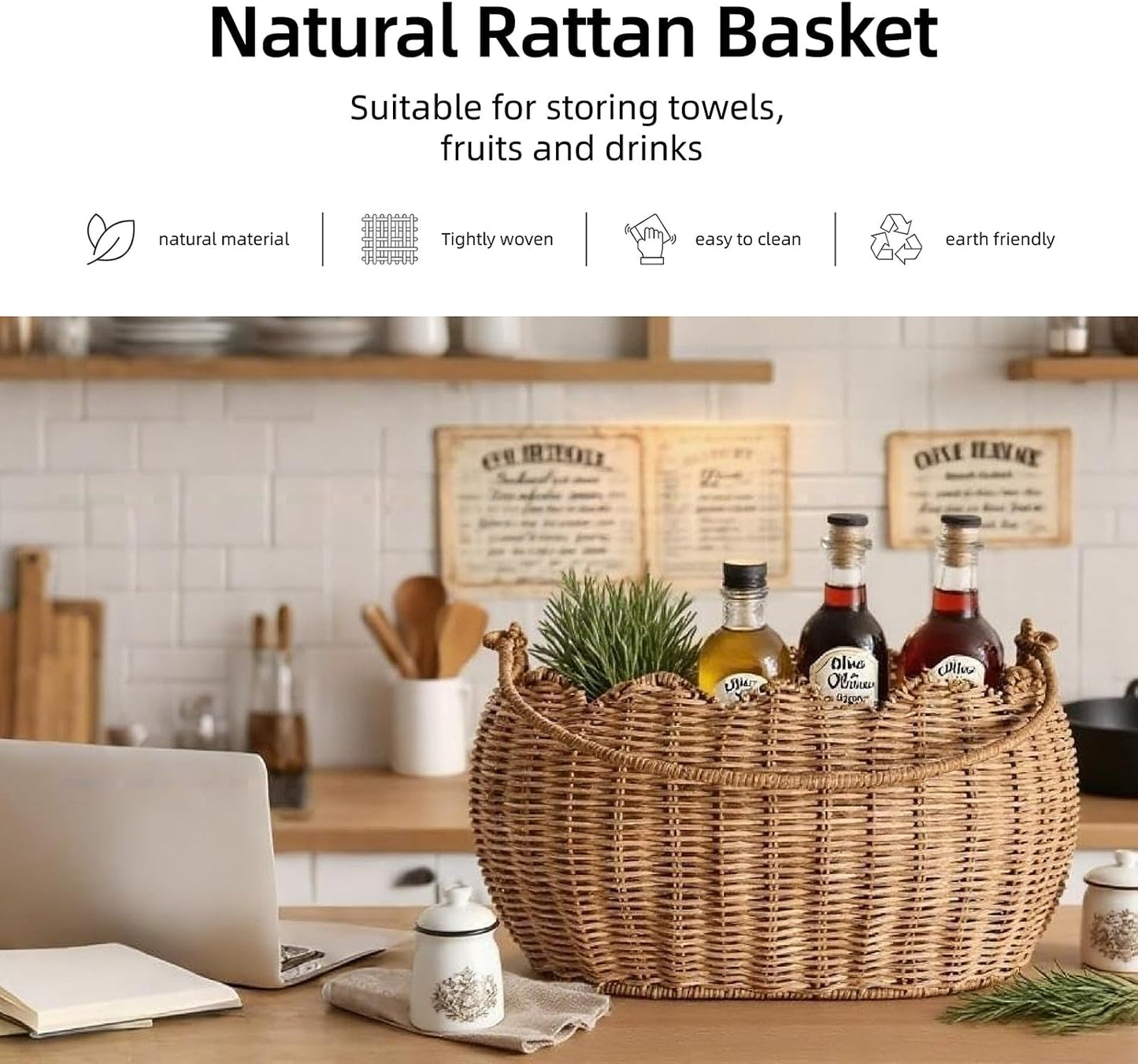 Hand Woven Basket / Rattan / Natural