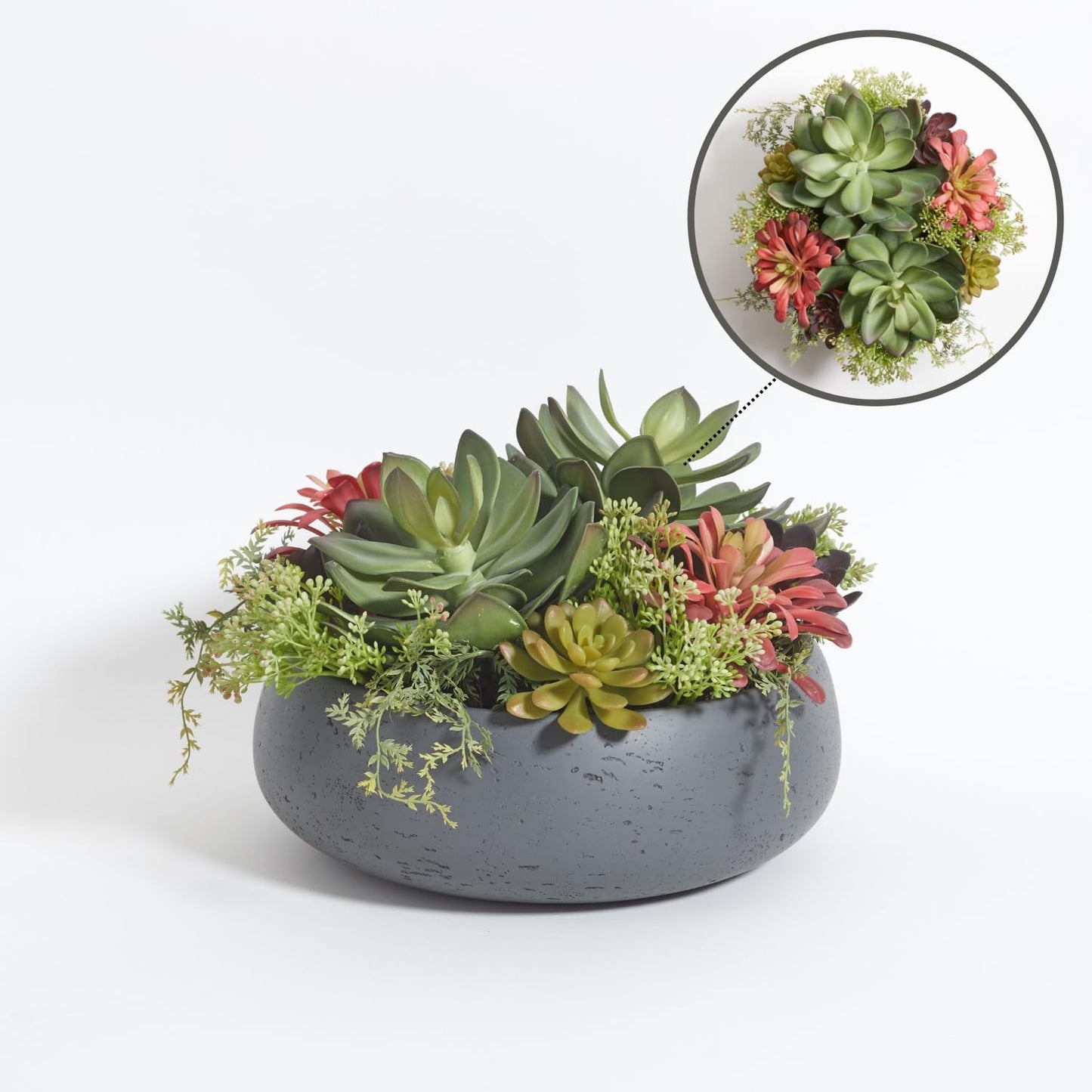 Artificial Indoor Plant Enhances Interior Design / 14" Round Grey Planter