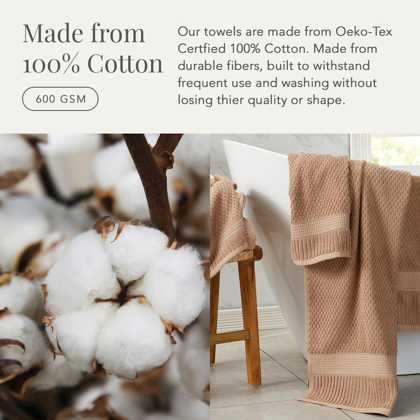 NY Loft 100% Cotton 2-Pack Oversized Bath Towel Set | Taupe | Quick-Dry | Two Oversized 35" x 70" Bath Towels / Bath