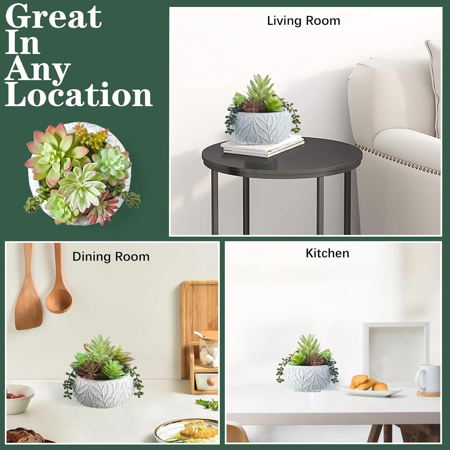 Artificial Succulent Plant in Ceramic Pot / 6inch / White