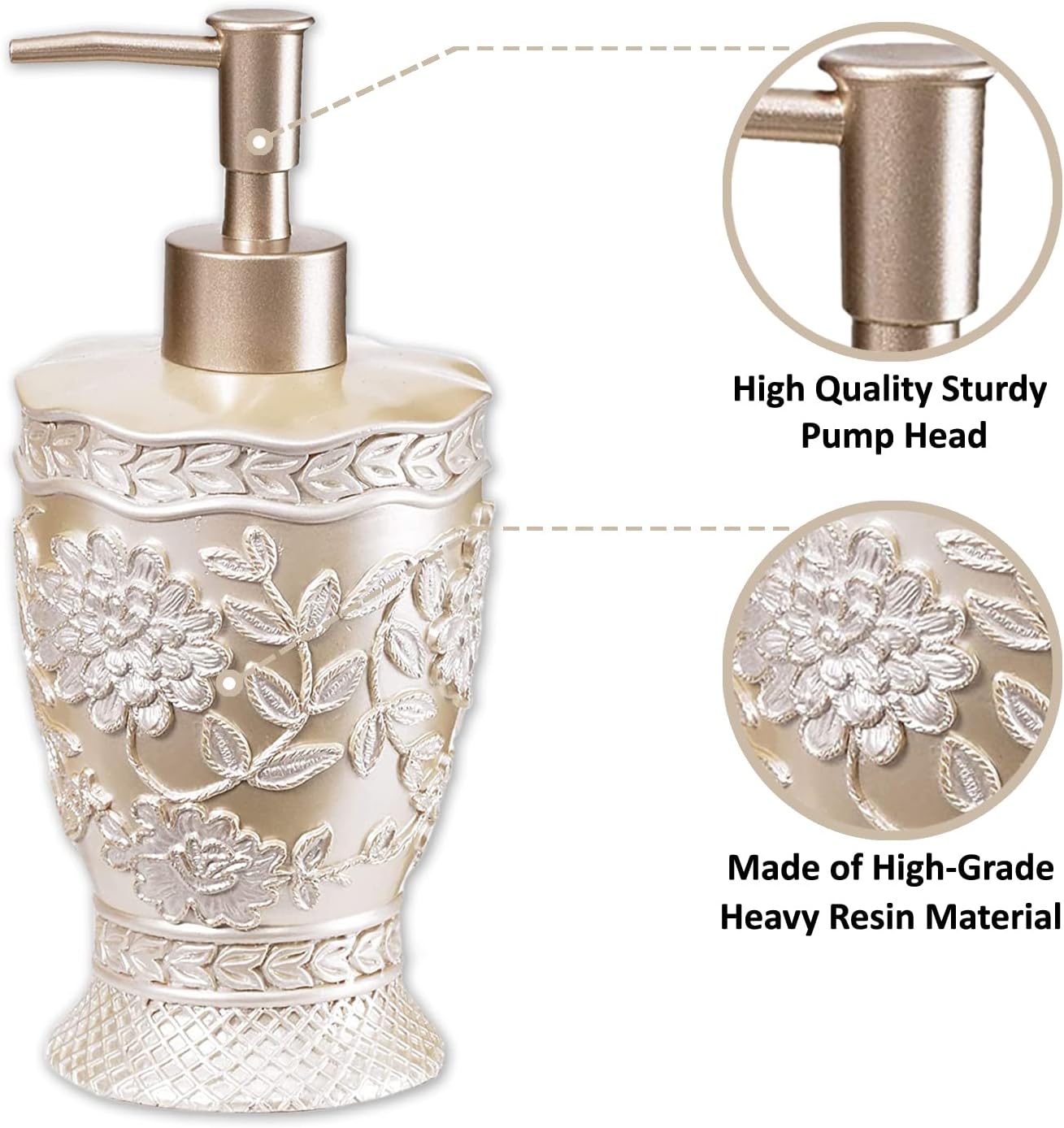 Zahari Home 4pc Rose Vine Bathroom Accessories Sets Lotion Pump, Tumbler, Tooth Brush Holder and Soap Dish Unique