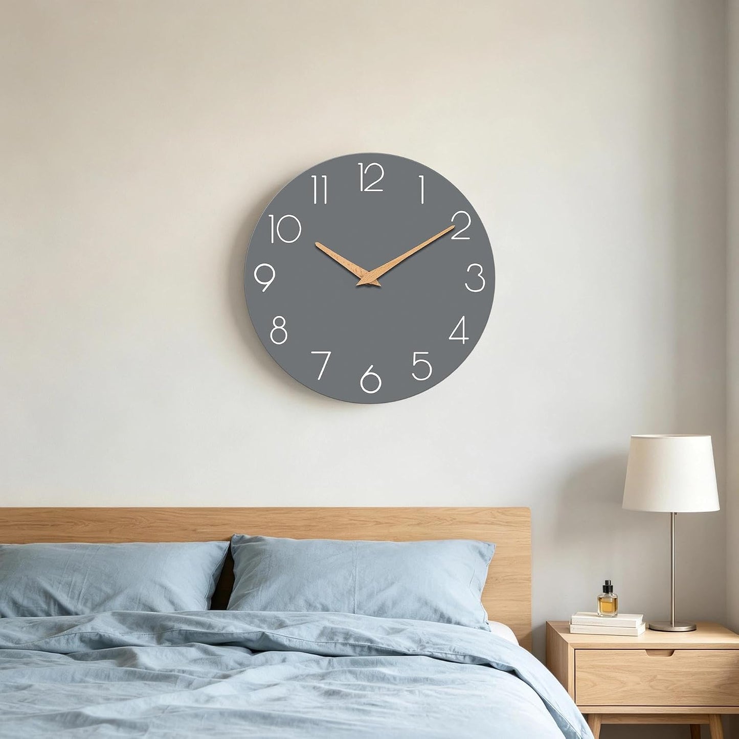 cicininc 16 Inch Battery Operated Wall Clock, Silent Analog, Gray | Large Size | Living Room | Office | Kitchen