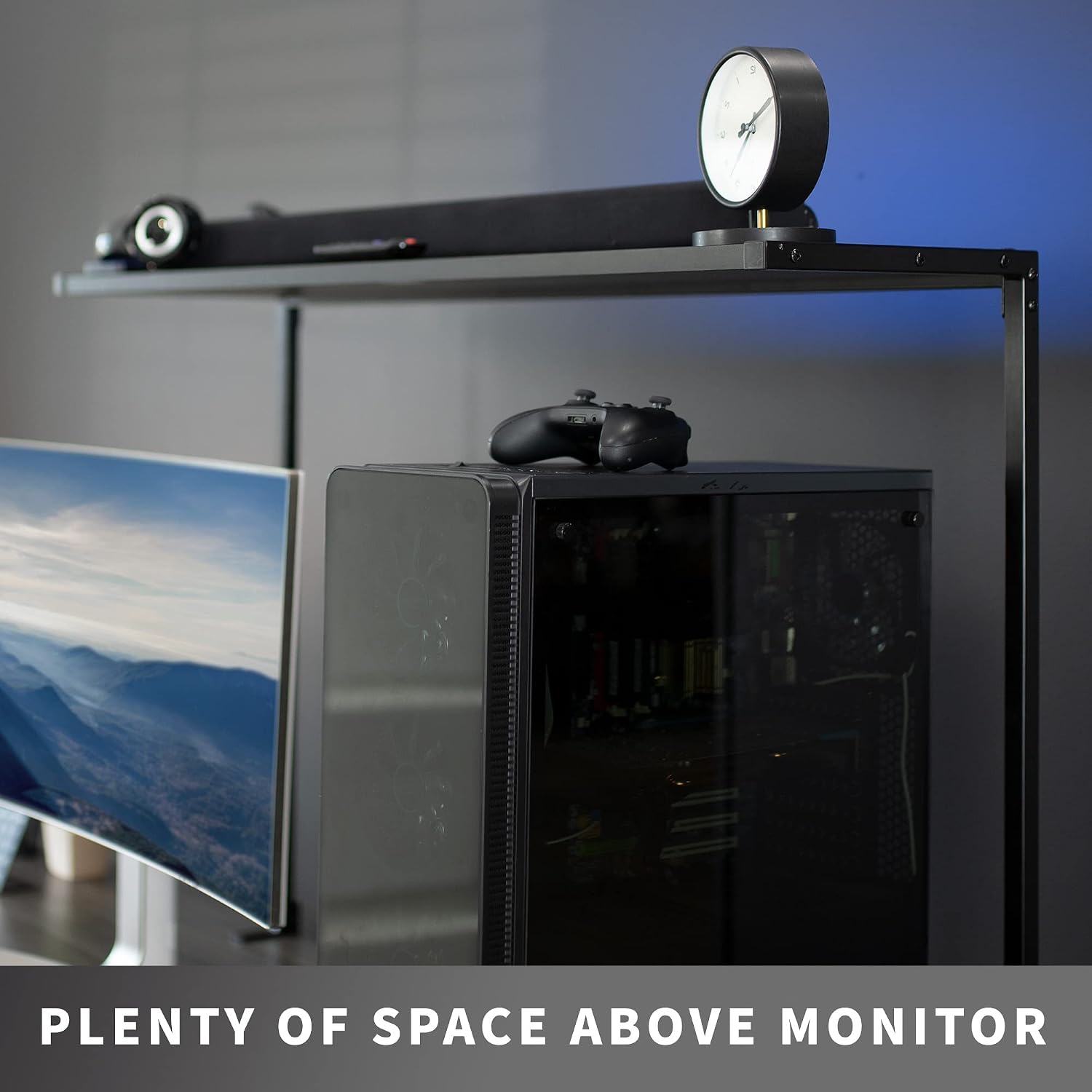 VIVO Large 42 inch Clamp-on Overhead Desk Shelf, Raised Desktop Organizer, Elevated Workstation Accessory Platform