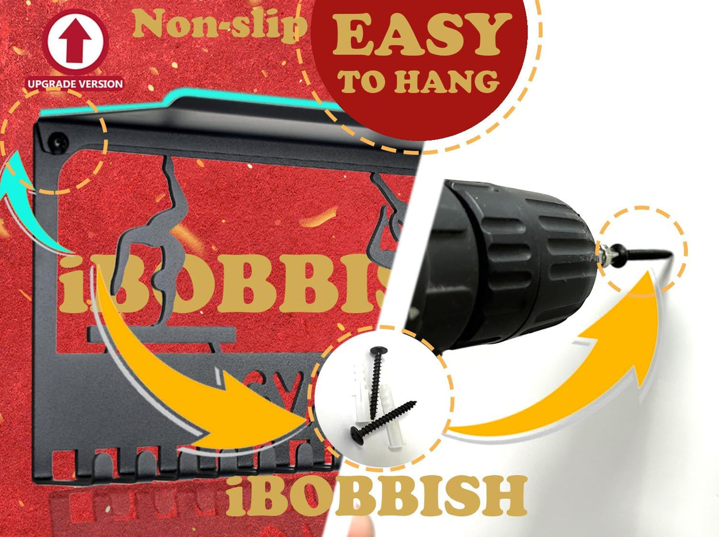 iBobbish Metal Medal Hanger Display,Non-Slip Trophy Shelf with 20 Hooks,Wall Mount,Heavy Duty,Non-Bent,Holds