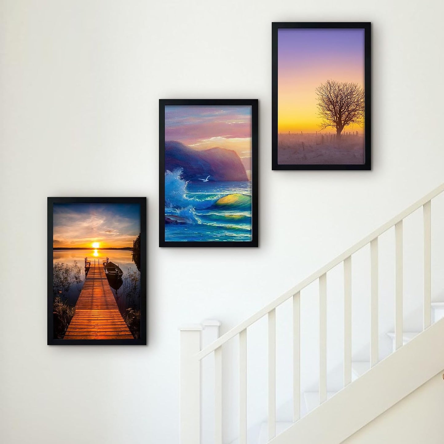 SESEAT 12x18 Frame, Wall Gallery Poster Picture Frame, Black, Pack of 4