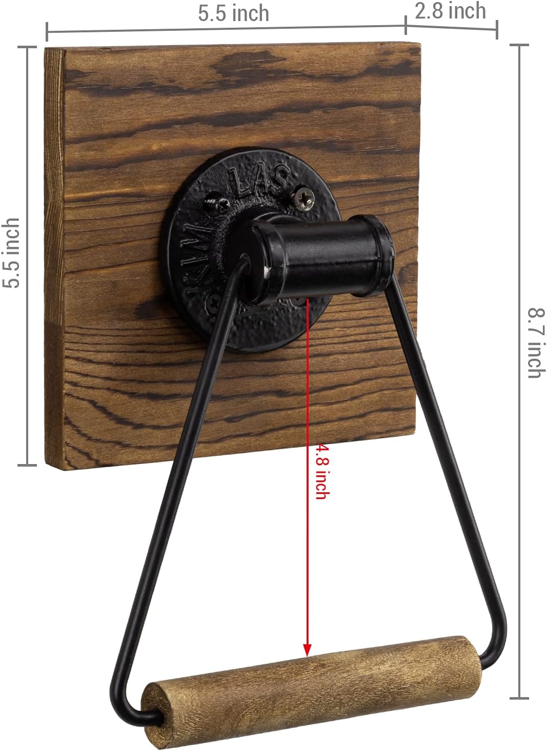 MyGift Bathroom Hand Towel Holder, Towel Rack Ring 5.5x8.7 inch for Kitchen, Laundry Room, Matte Black Industrial Metal