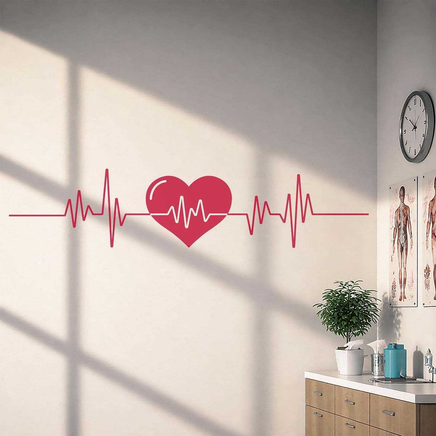 Vinyl Wall Decal Heart Beat Cardiogram Cardio Pulse Health Care Stickers / 9 x 35 / M In / Black