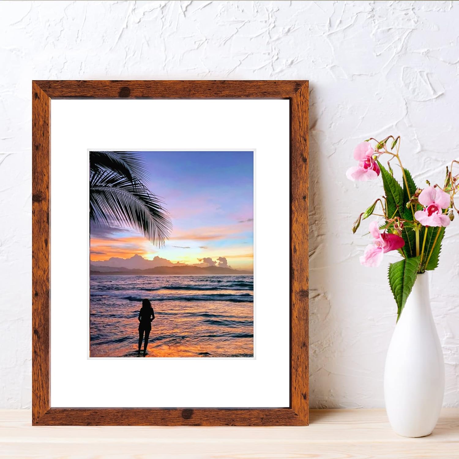 SESEAT 11x14 Picture Frames Display Pictures 8x10 With mat or 11x14 Prints Without Mat,Wall Mounting,Brown,6PCS