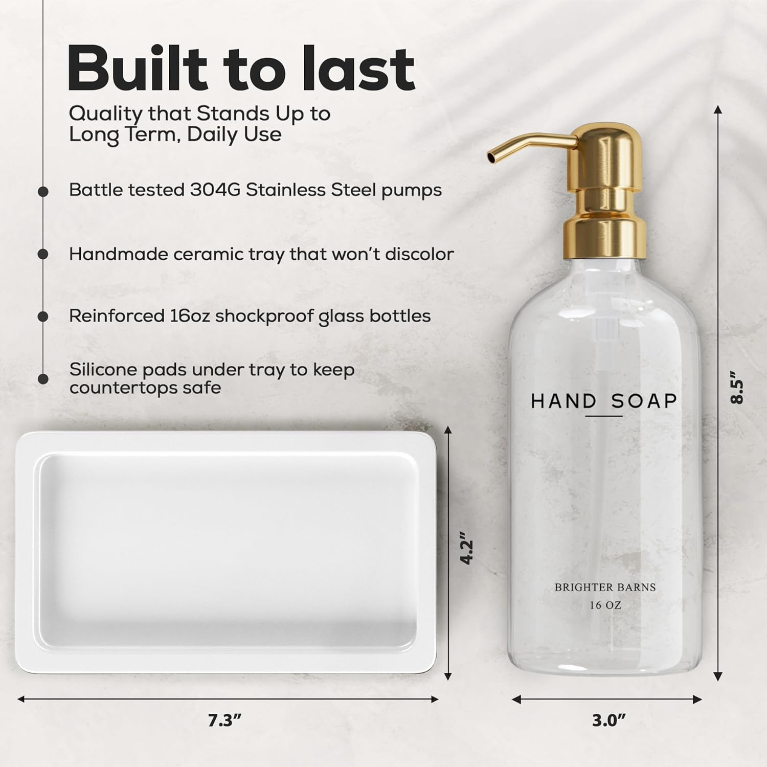 Glass Soap Dispenser Bathroom Set by / Clear Gold Sl