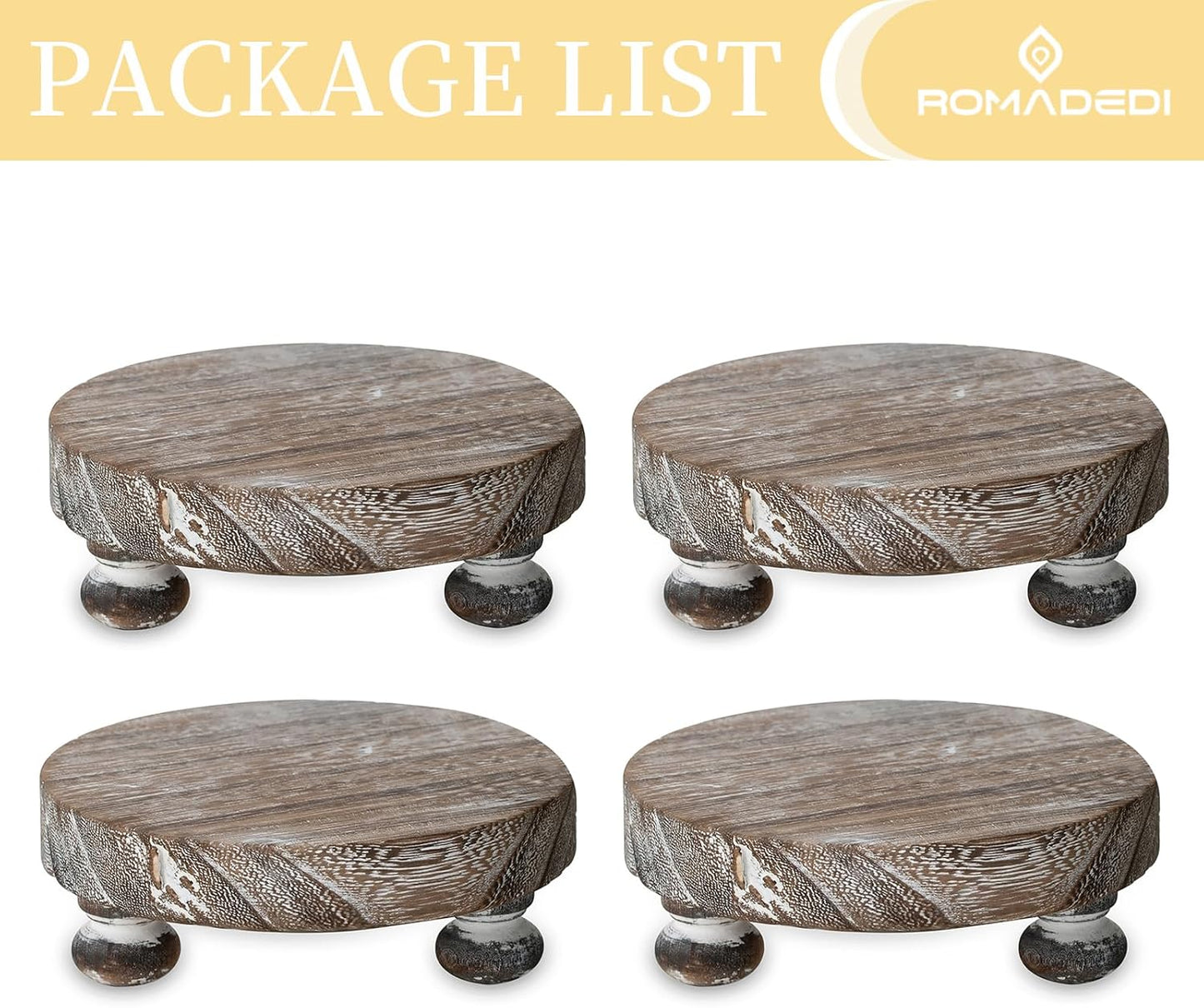 Farmhouse Wood Riser for Display- Rustic Decor Mini Wooden Pedestal Stand / Whitewashed / Set of 4