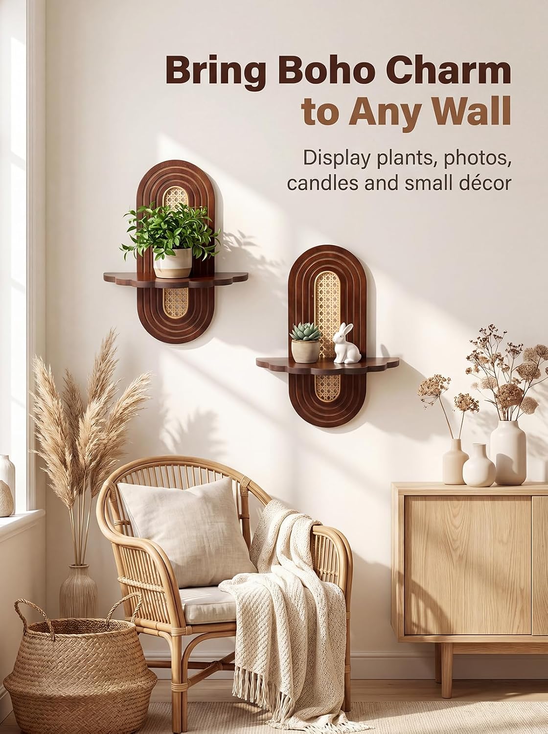 Rattan Plant Shelf / Set of 2