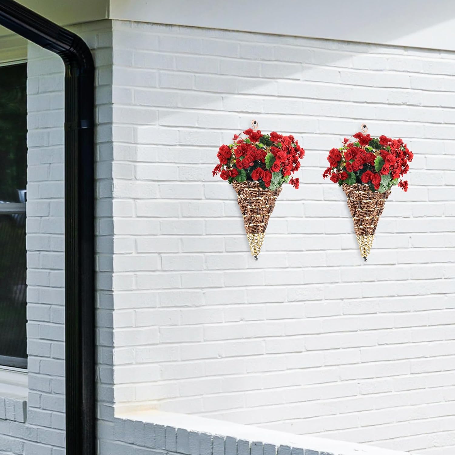 Wall Hanging Flower Pots Rattan Planter Basket Set In Space-Saving / 12.40 x 5.51 x 2.75 / Set of 2