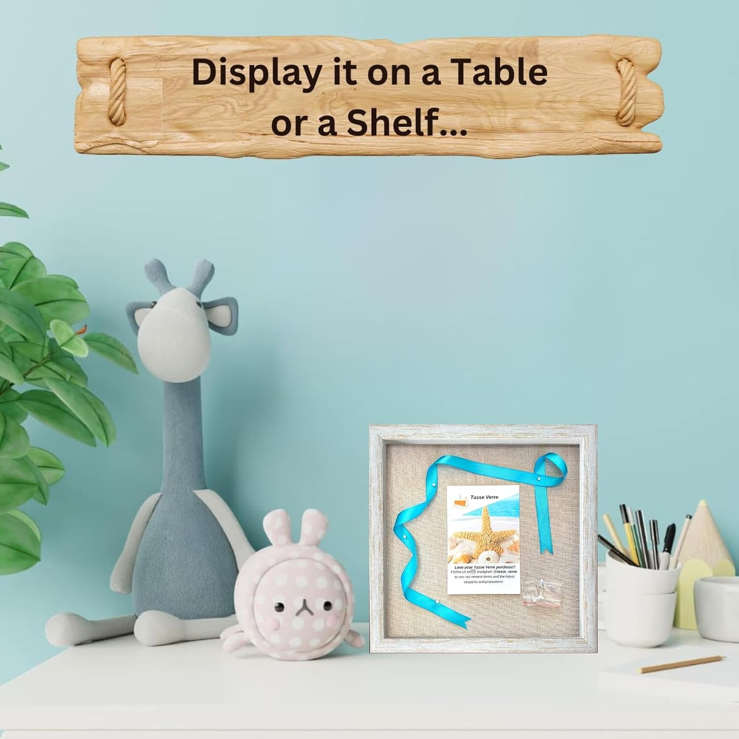 10x10 Rustic Display Shadow Box (2-Pack) Frame w/Linen Background and 16 Stick Pins - Ready to Hang Shadowbox Picture