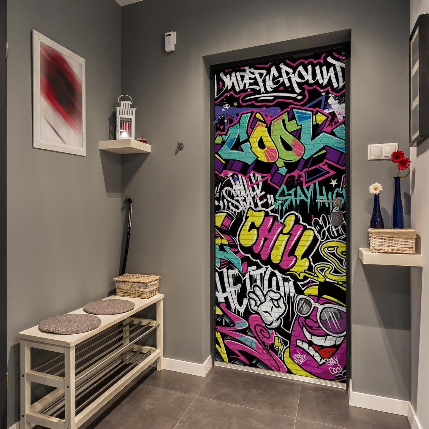 Graffiti Illustration Self-Adhesive Door Stickers Murals Decals / Dm304 / 30 x 78.7