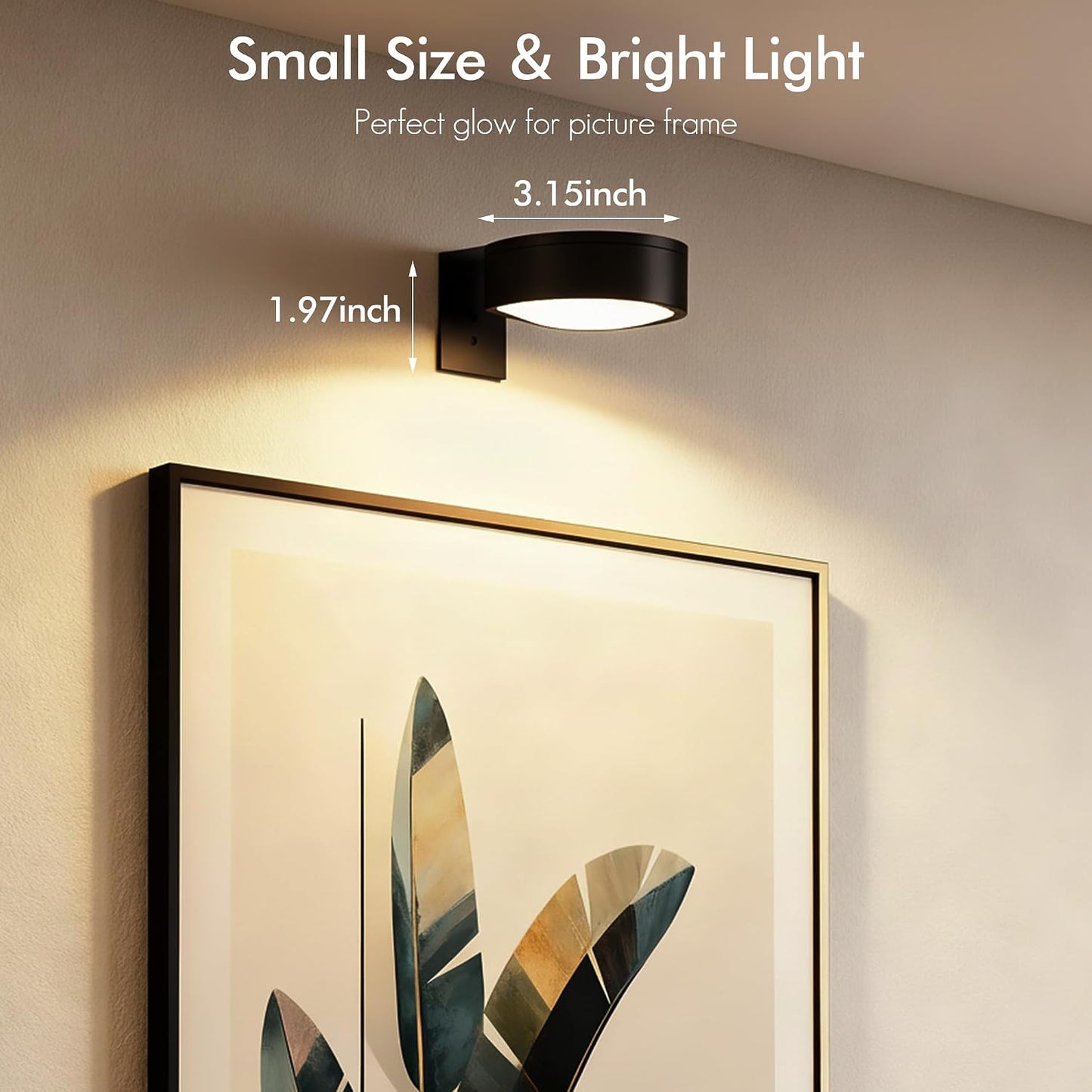Picture Lights for Wall, Rechargeable Battery Wireless Poster Lights, Black | LED Magnetic Painting Light with Remote