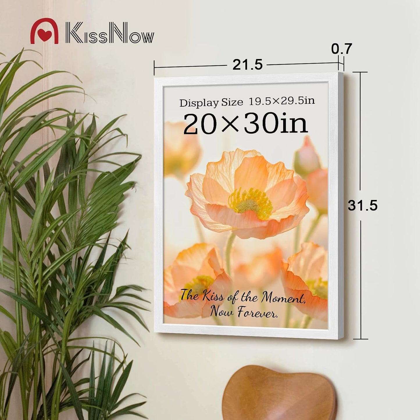 20x30 Poster Frame 4 Pack, White Solid Wood, Gallery Wall Decor | Wall Hanging, Thick & Wide Border, Clear Plexiglass