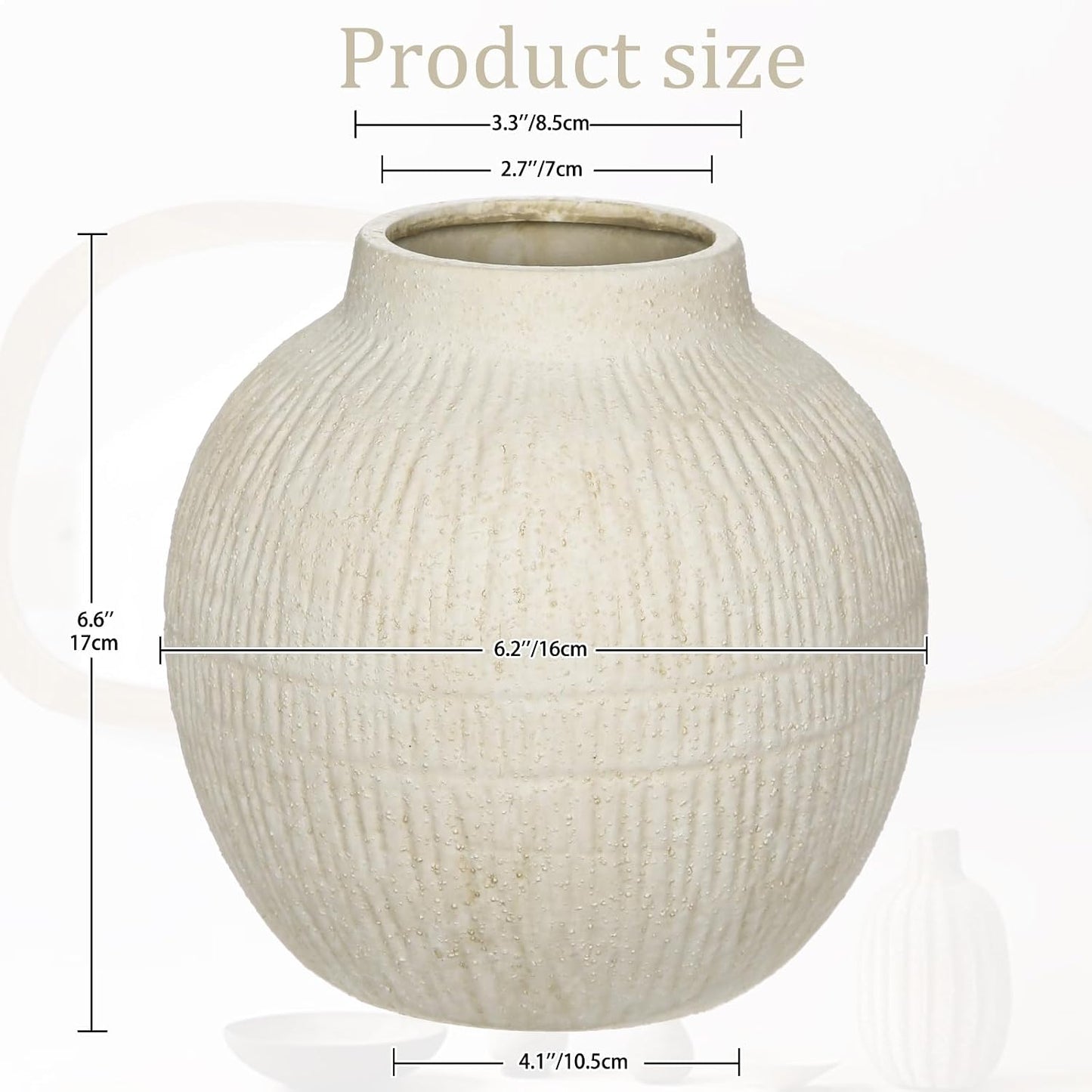 Wide Ceramic Vase for Cafe Centerpiece / 7" Cream White