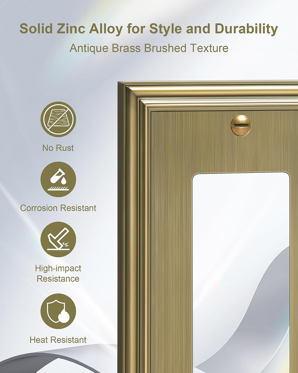 6-Pack Zinc Alloy Decorator Outlet Cover Plate, Solid Receptacle Cover | Decorative Switch Plates and Outlet Covers