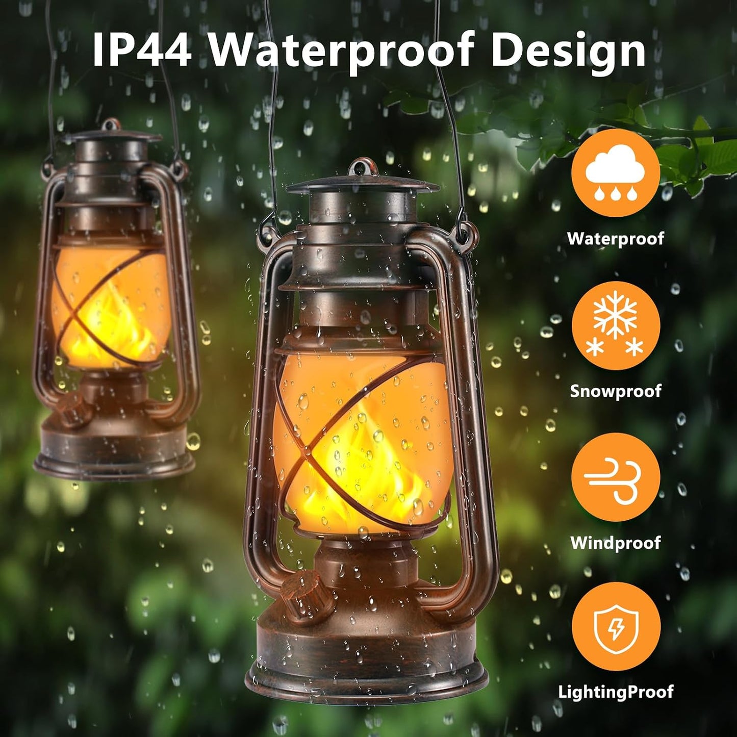 2 Pack Battery-Powered LED Bronze Vintage Lanterns with Remote Control | 2 Lighting Modes, Outdoor Lights with Dancing