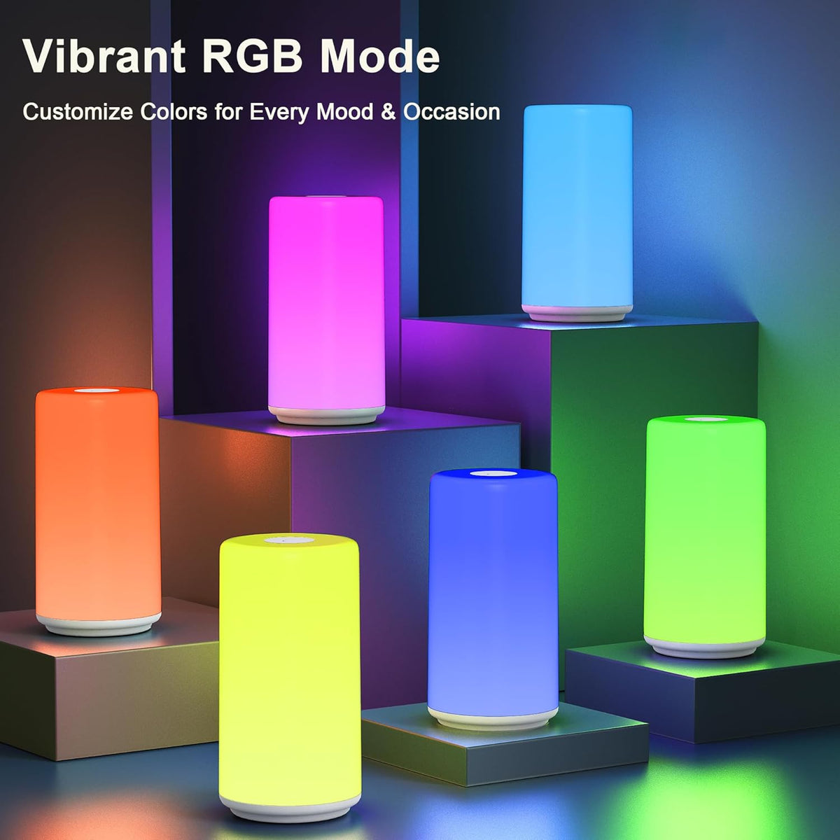 Touch Bedside Table Lamp, [RGB Mode] 3 Way Dimmable Warm White Lights for Bedroom, Multi-Color Smart Nightstand Lamp