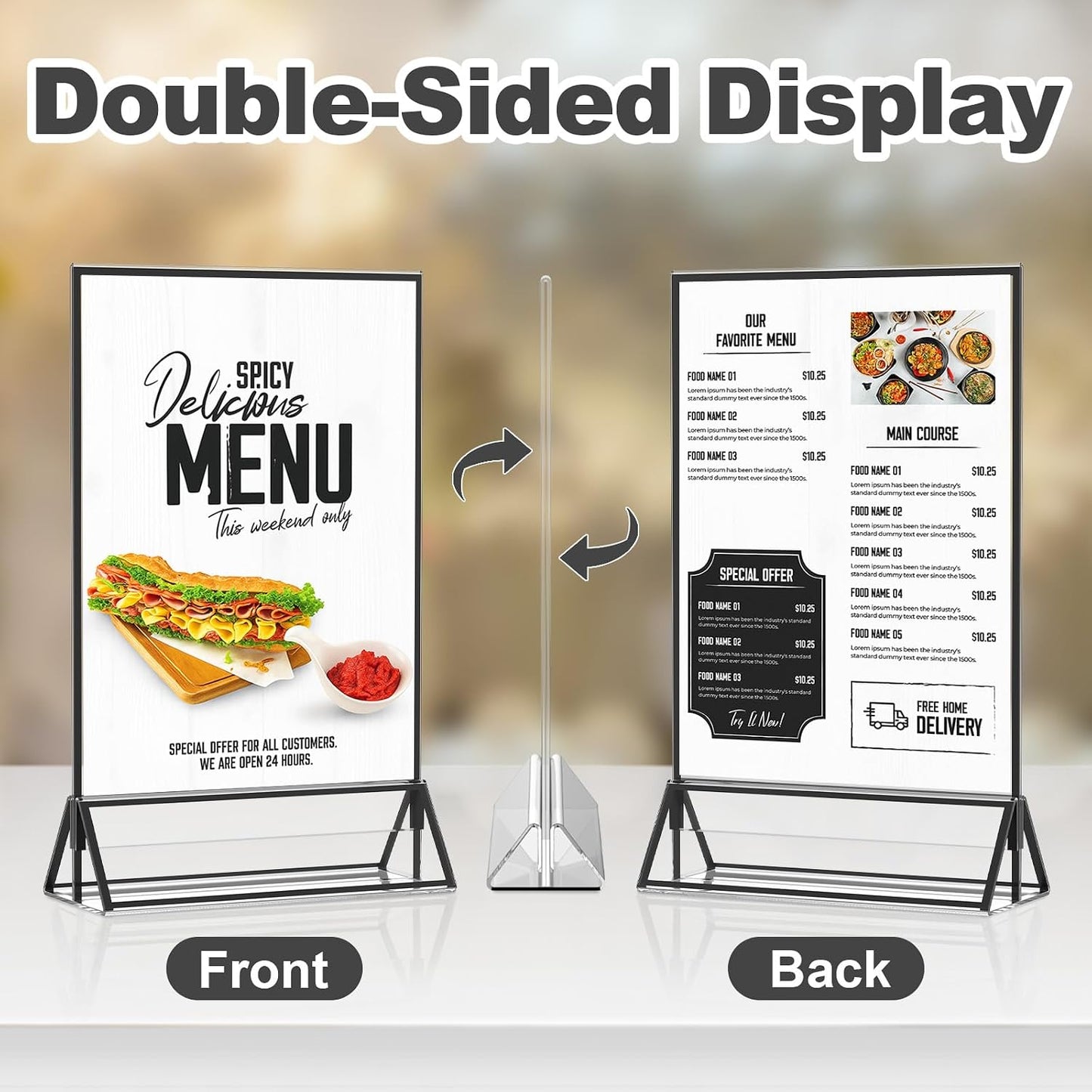 Acrylic Sign Holder / 8.5 x 11 / Black Inch / Set of 14