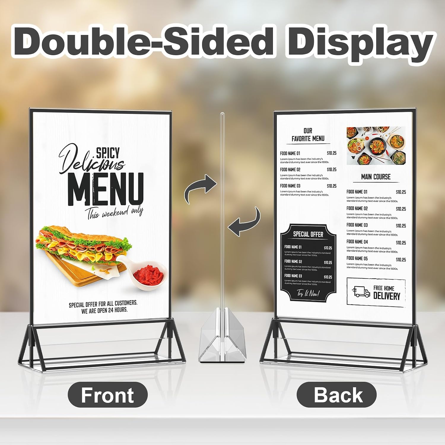 Acrylic Sign Holder / 8.5 x 11 / Black Inch / Set of 14