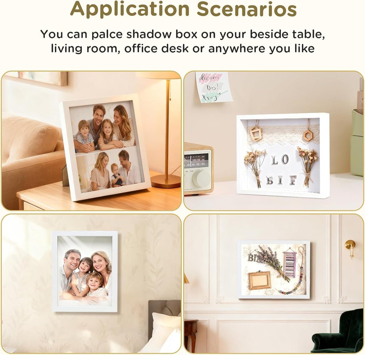 2 Pack Shadow Box Frame 11"x 14" - Wood Deep Shadowbox with Glass | Shadow Boxes Display Cases Suitable for Photos