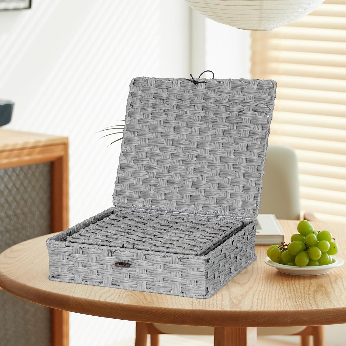 Woven Rattan Organizer Bins / Gray / Set of 2
