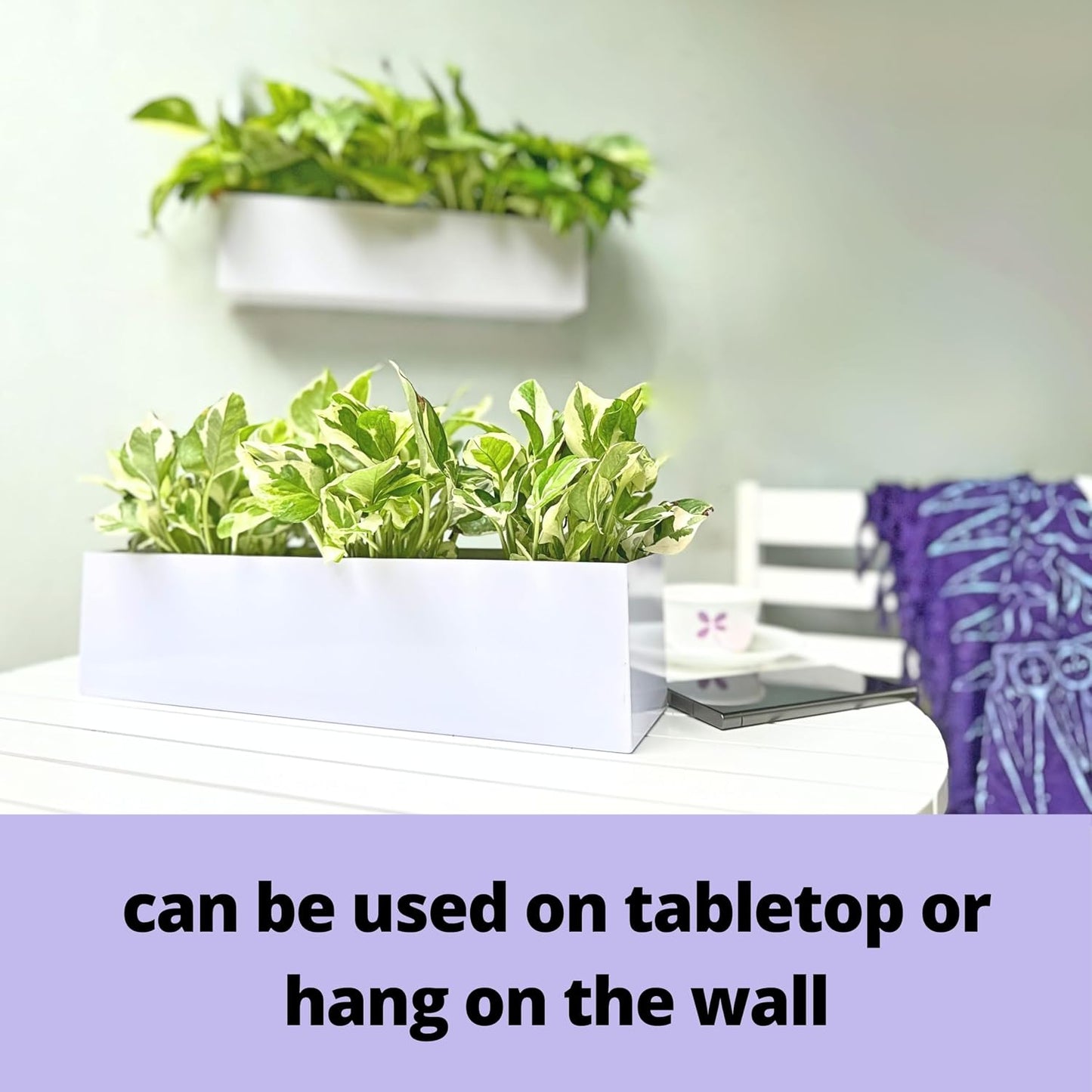 LaLaGreen Wall Planter Carbon Steel Metal Hanging Flower Pot / 24 x 2 / 24" x / White / Set of 2