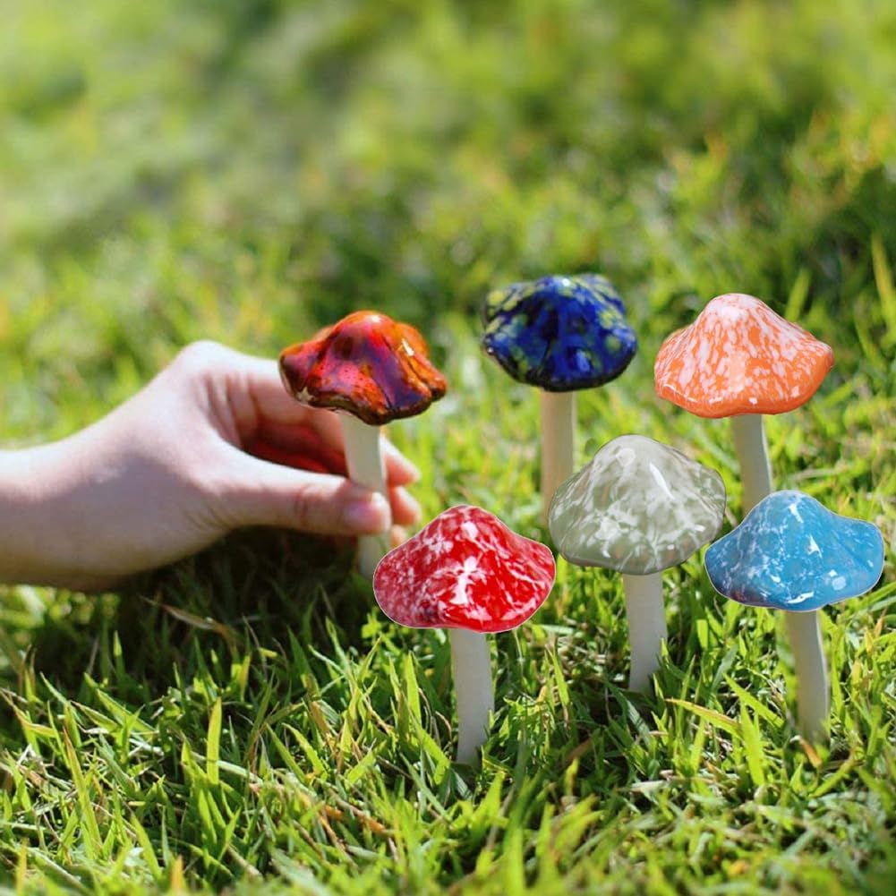 Ceramic Mushrooms / Mushroom-brown / Set of 6