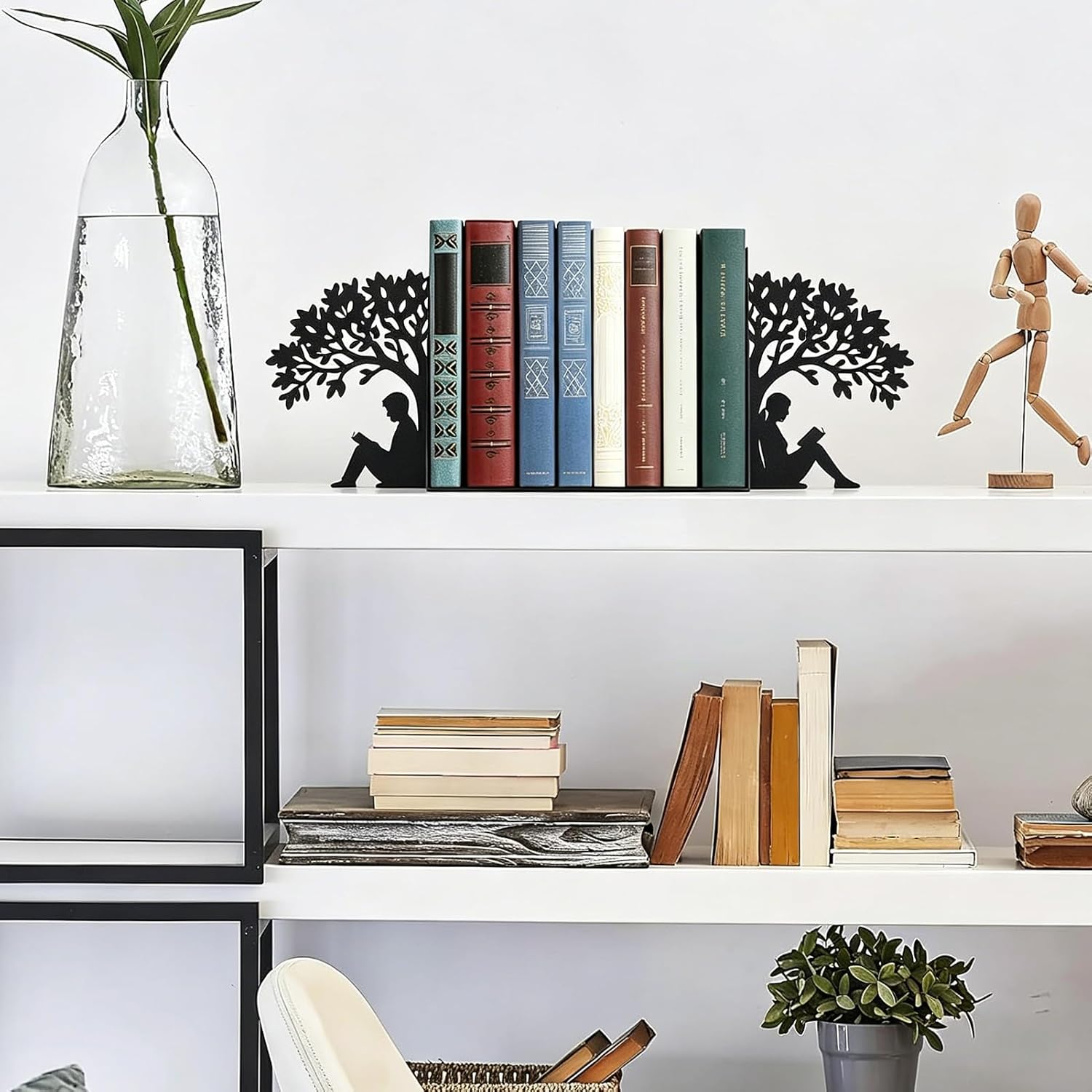 Metal Bookends for Heavy Books / Figure Bookends / Black