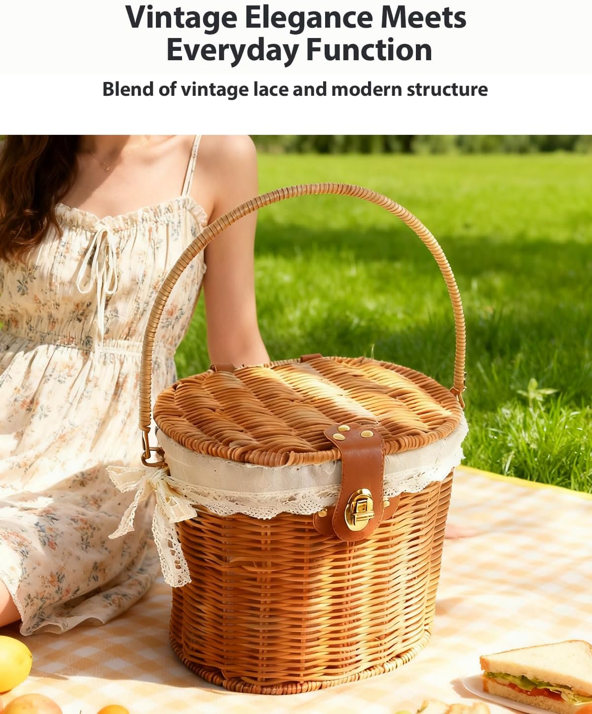 Small Picnic Basket / White