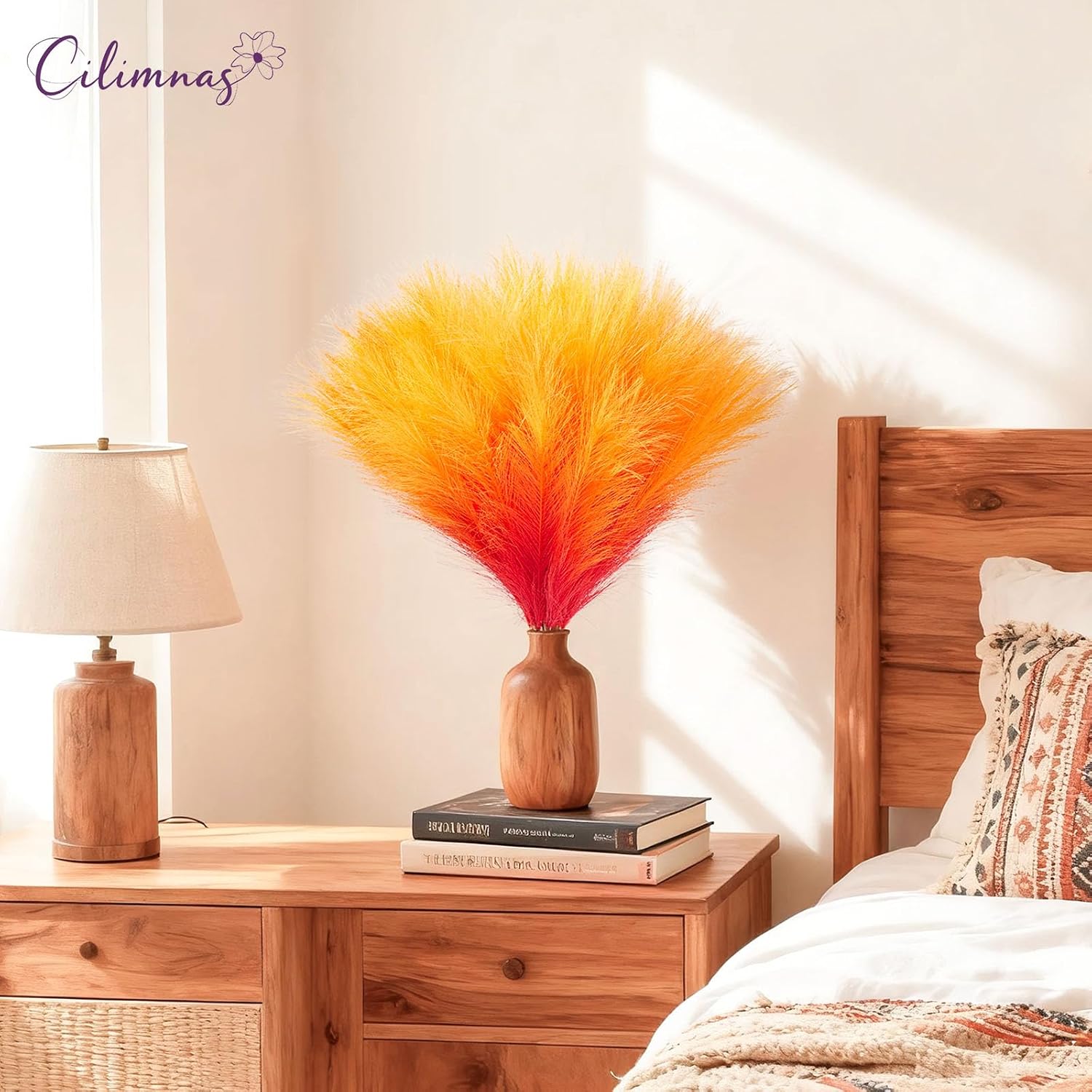 Faux Pampas Grass / Orange / Set of 50