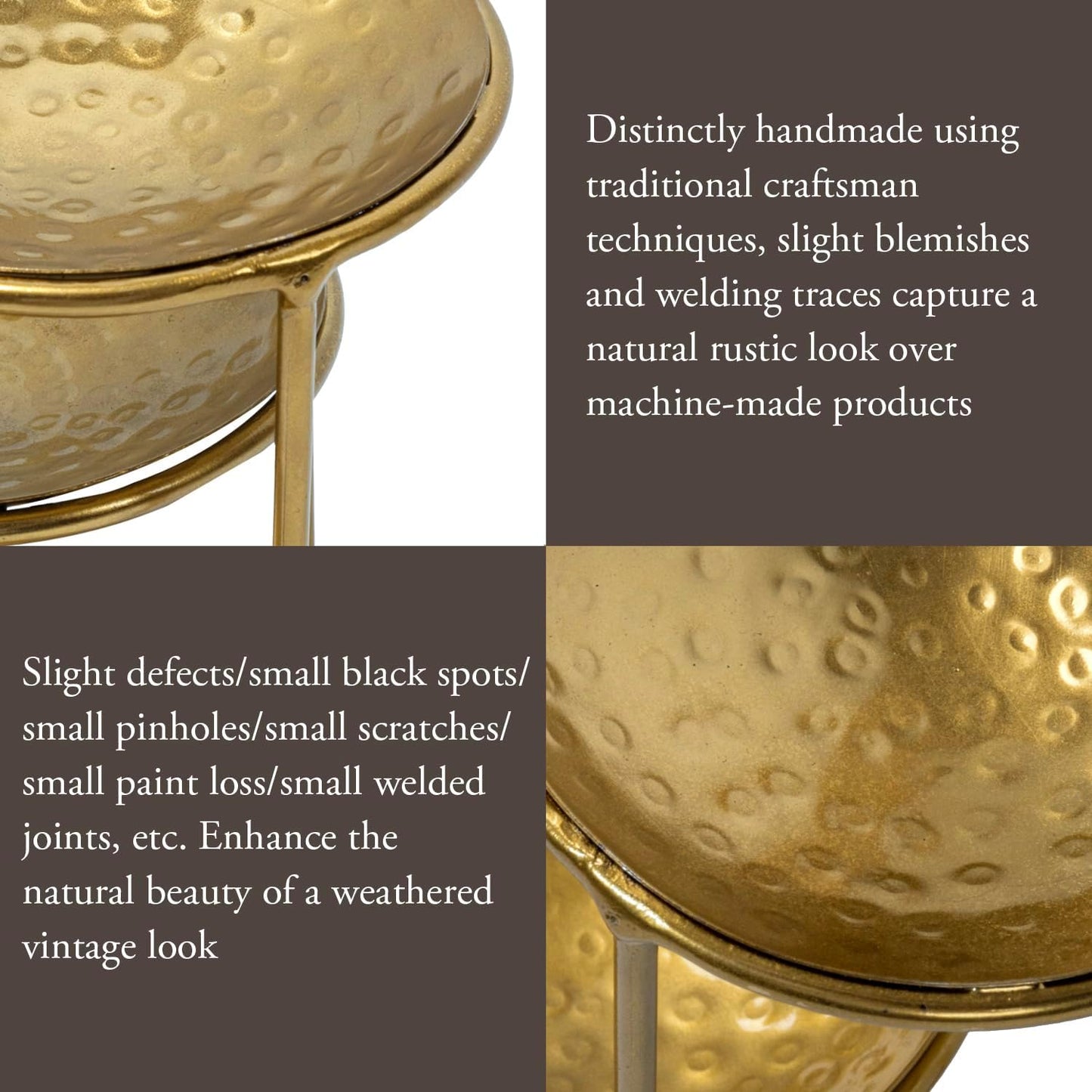 Hammered Brass Plated Metal Ring Tray / Brass, 3 Tier