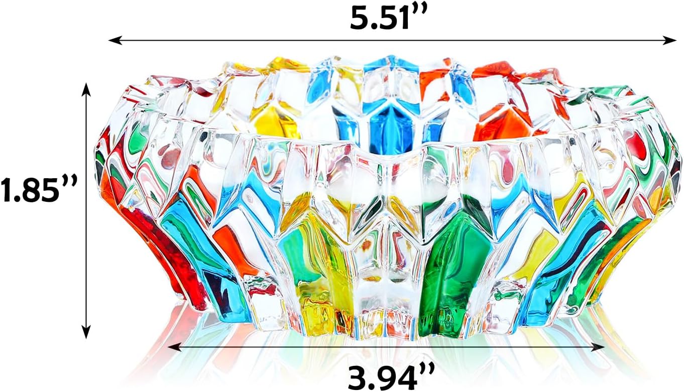 French Multicolor Banded Glass Decorative Bowl / 5.5 Inch