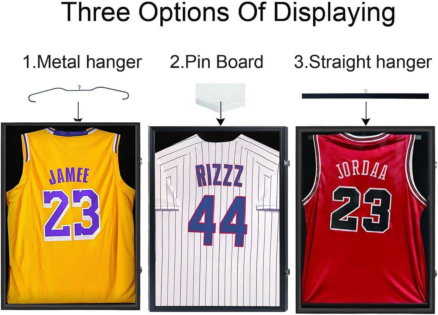 IHEIPYE Jersey Display Case Jersey Frame Large Shadow Box Black | Lockable, UV Protection, Hanger, Baseball Basketball