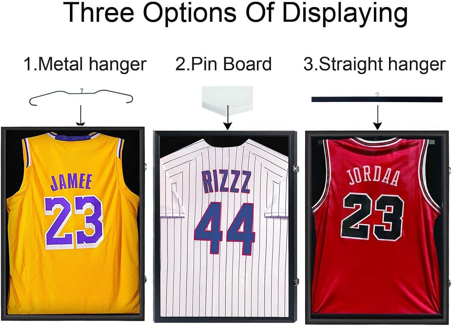 IHEIPYE Jersey Display Case Jersey Frame Large Shadow Box Black | Lockable, UV Protection, Hanger, Baseball Basketball
