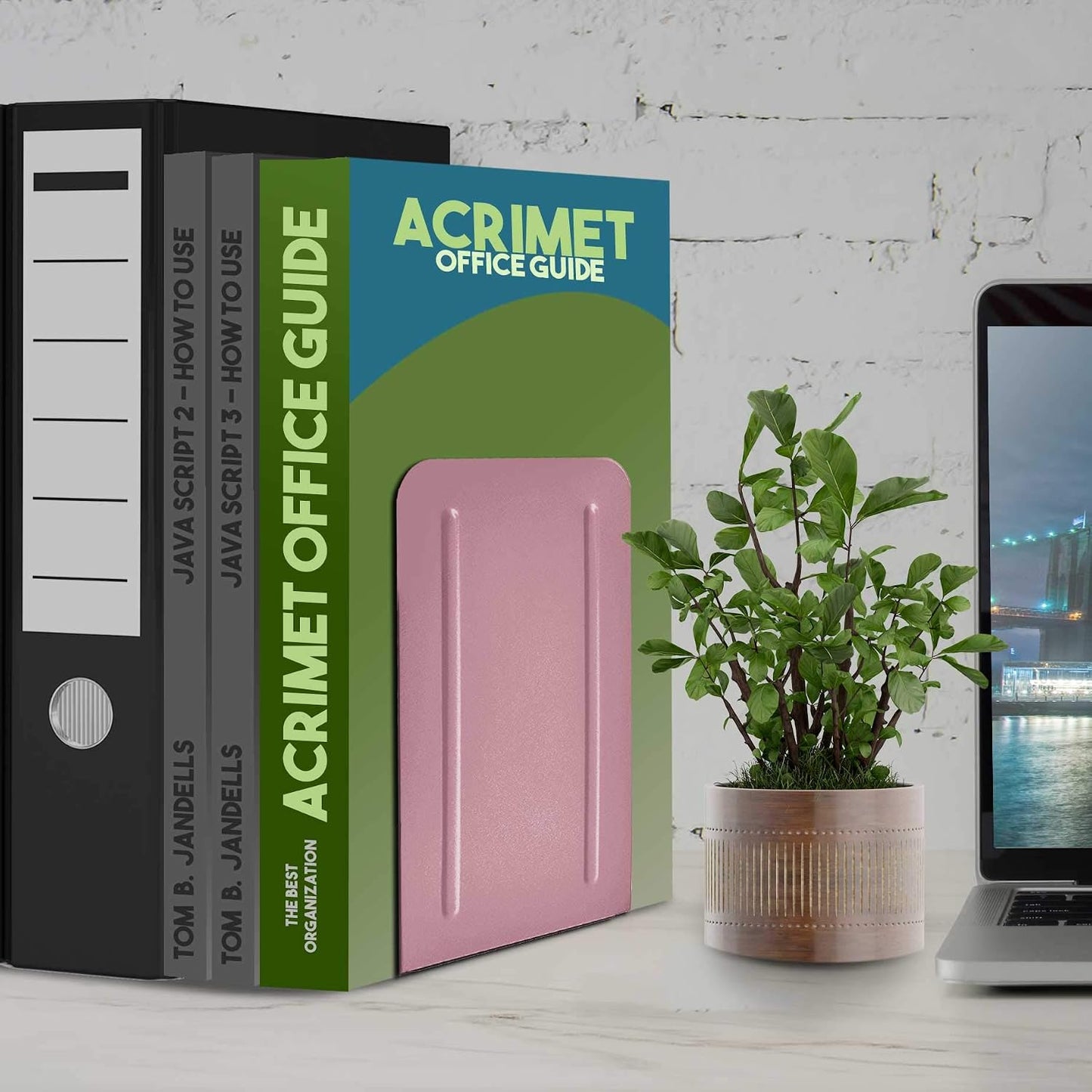 Steel Metal Book Ends Storage / Pink