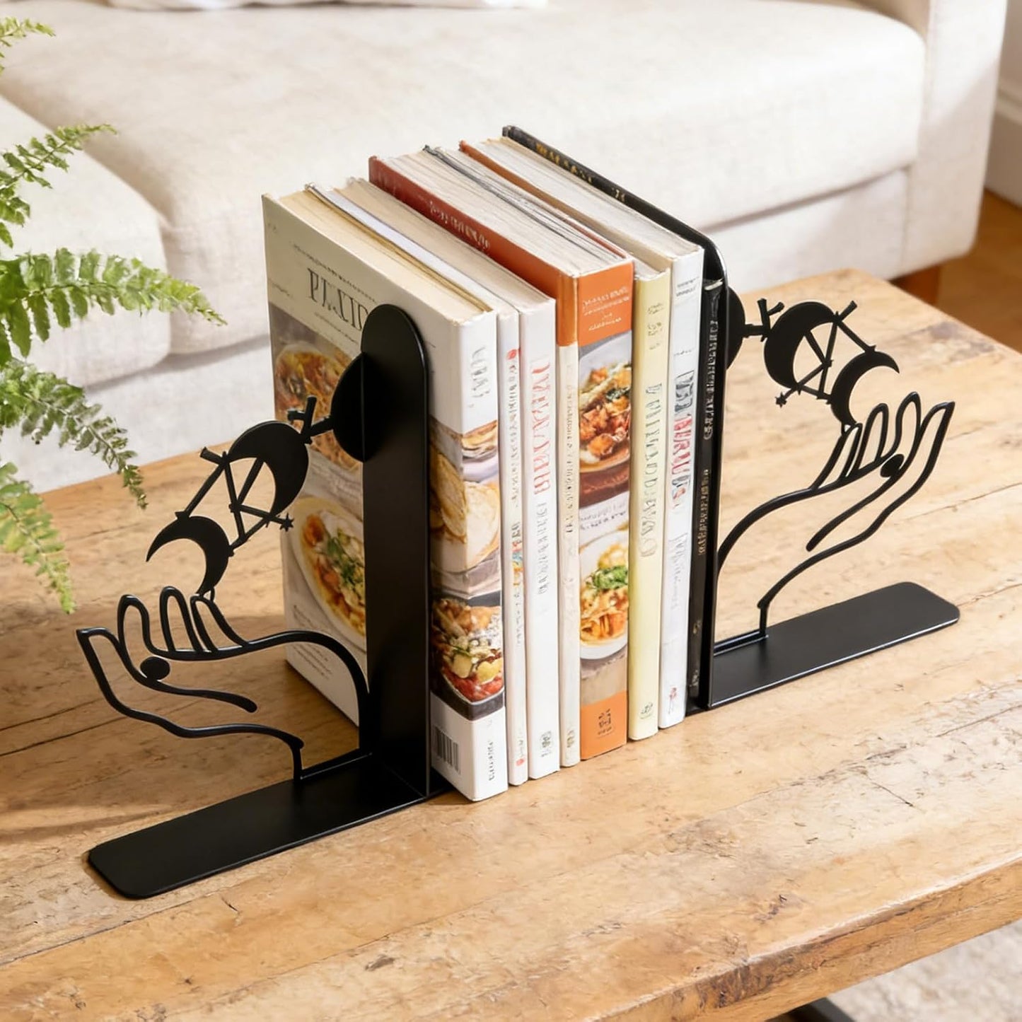 Metal Moon Phases Bookends Heavy Duty Gothic Book Ends