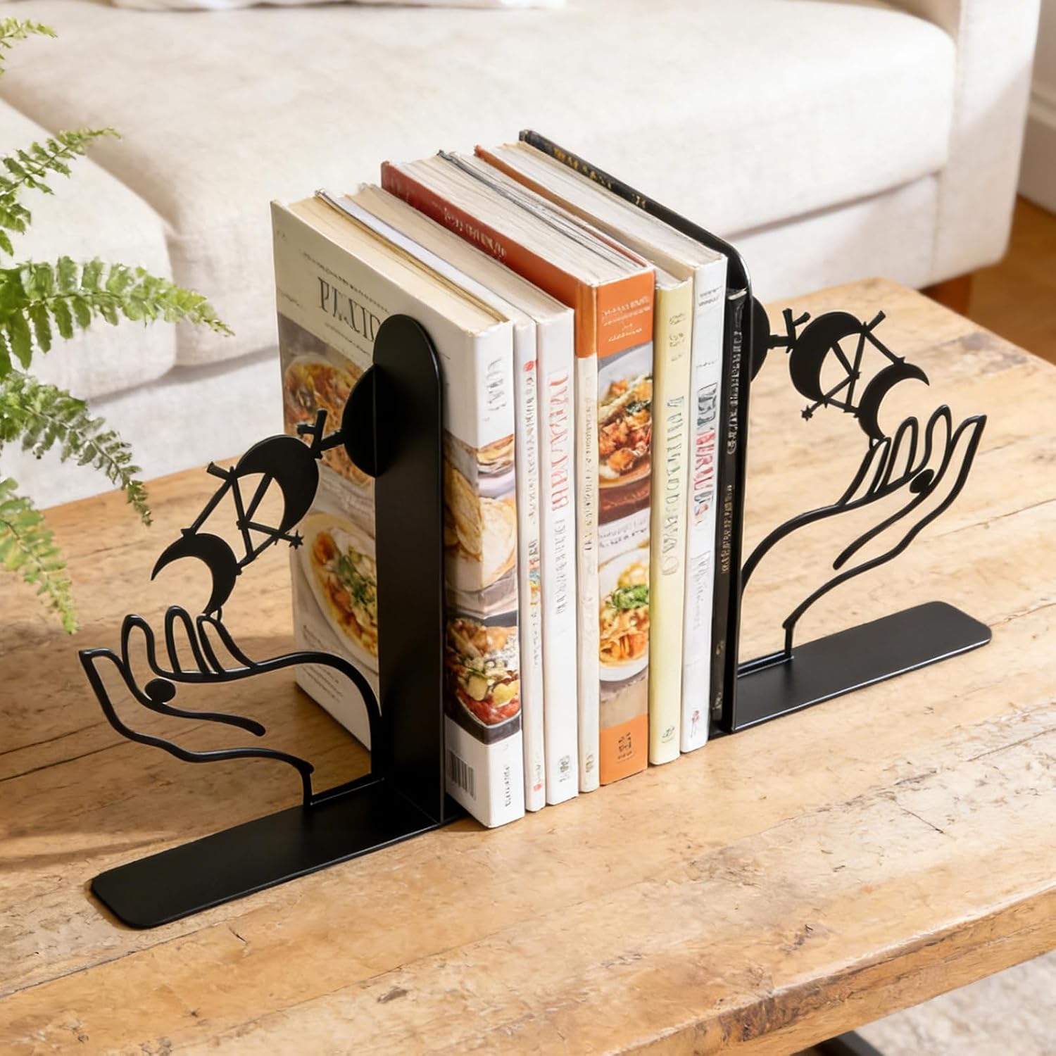 Metal Moon Phases Bookends Heavy Duty Gothic Book Ends