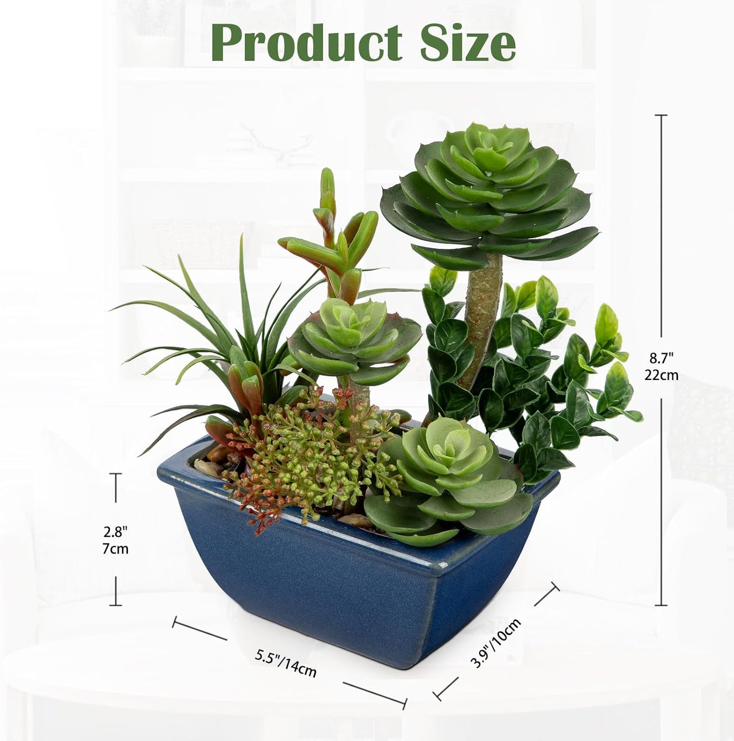 Small Faux Plant Assorted Fake Succulents Plants / Blue