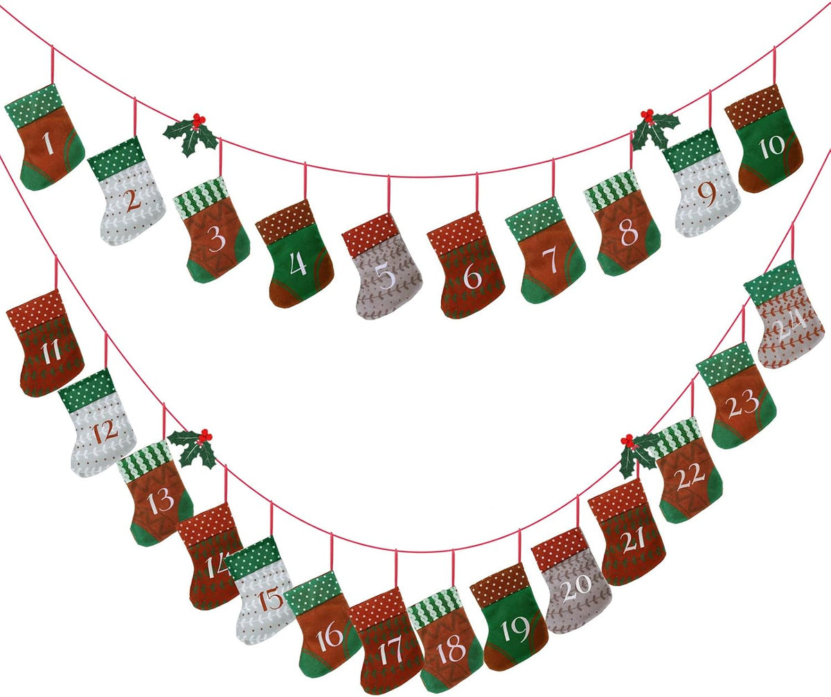 KESOTE Reusable Christmas Advent Calendar Empty, Xmas Fabric Stocking