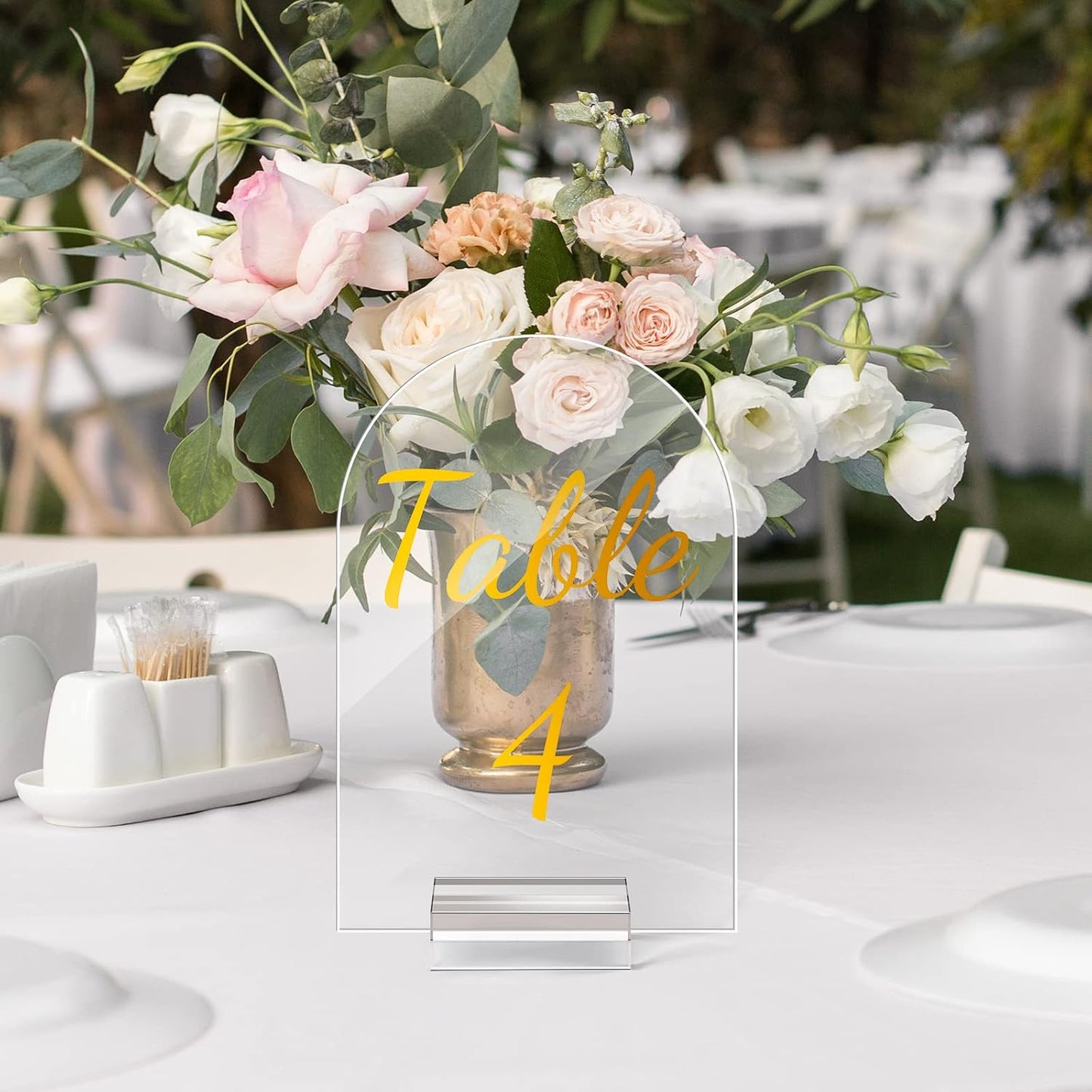 Qunclay 40 Pack Table Numbers 1-40 4 x 6 Inch Gold Acrylic Stands | Clear Acrylic with Gold Calligraphy Font, Wedding