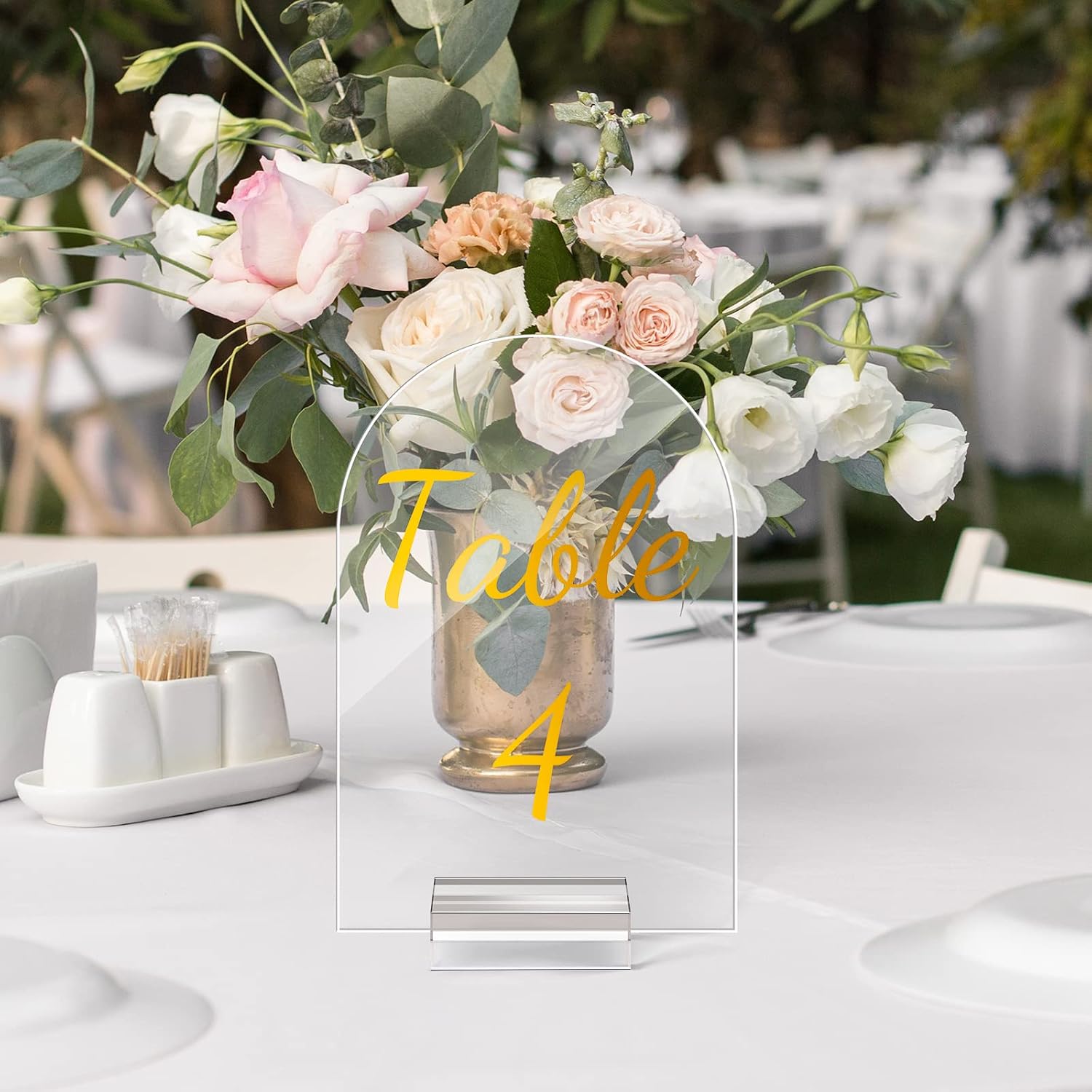 Qunclay 40 Pack Table Numbers 1-40 4 x 6 Inch Gold Acrylic Stands | Clear Acrylic with Gold Calligraphy Font, Wedding