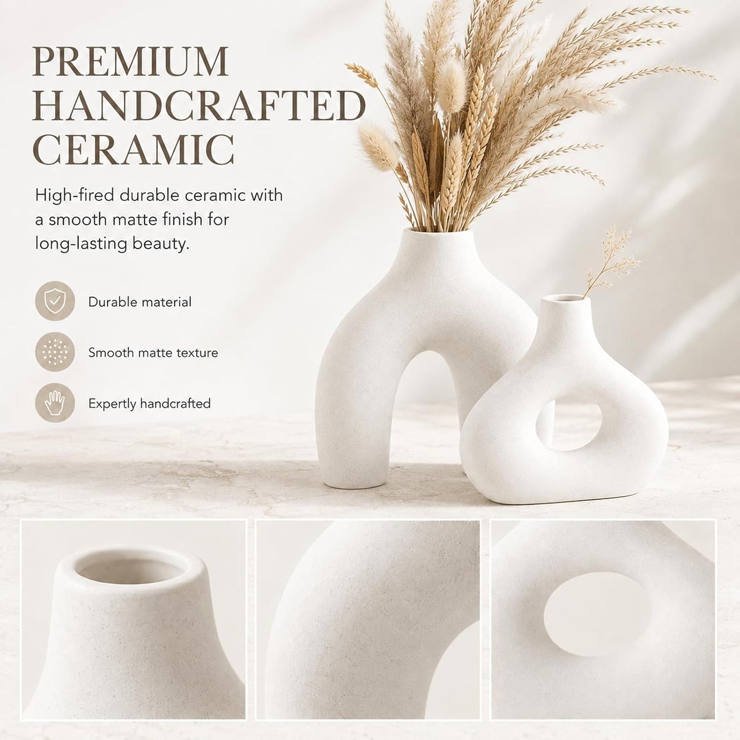 Ceramic Donut Vase Set / White