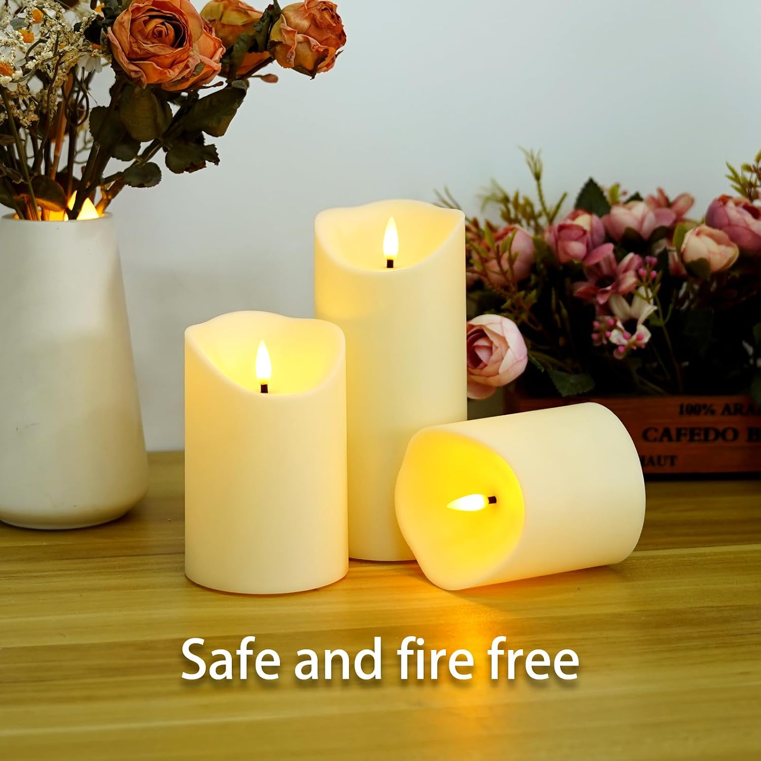 Fo32won Flameless Flickering Candles with Remote Timer, Set of 6 Ivory Led Battery Operated Candles for Home Decor Xmas