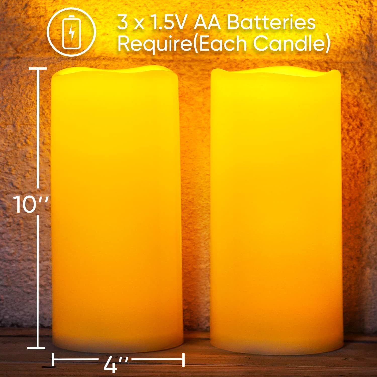 Homemory 10" x 4" Large Waterproof Outdoor Flameless Candles with Remote Control and Timer, Battery Operated Flickering